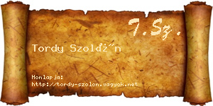 Tordy Szolón névjegykártya